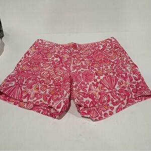 Lilly Pulitzer 5”’Callahan Shorts Hot Pink Hawaiian Print Shorts, Size 00